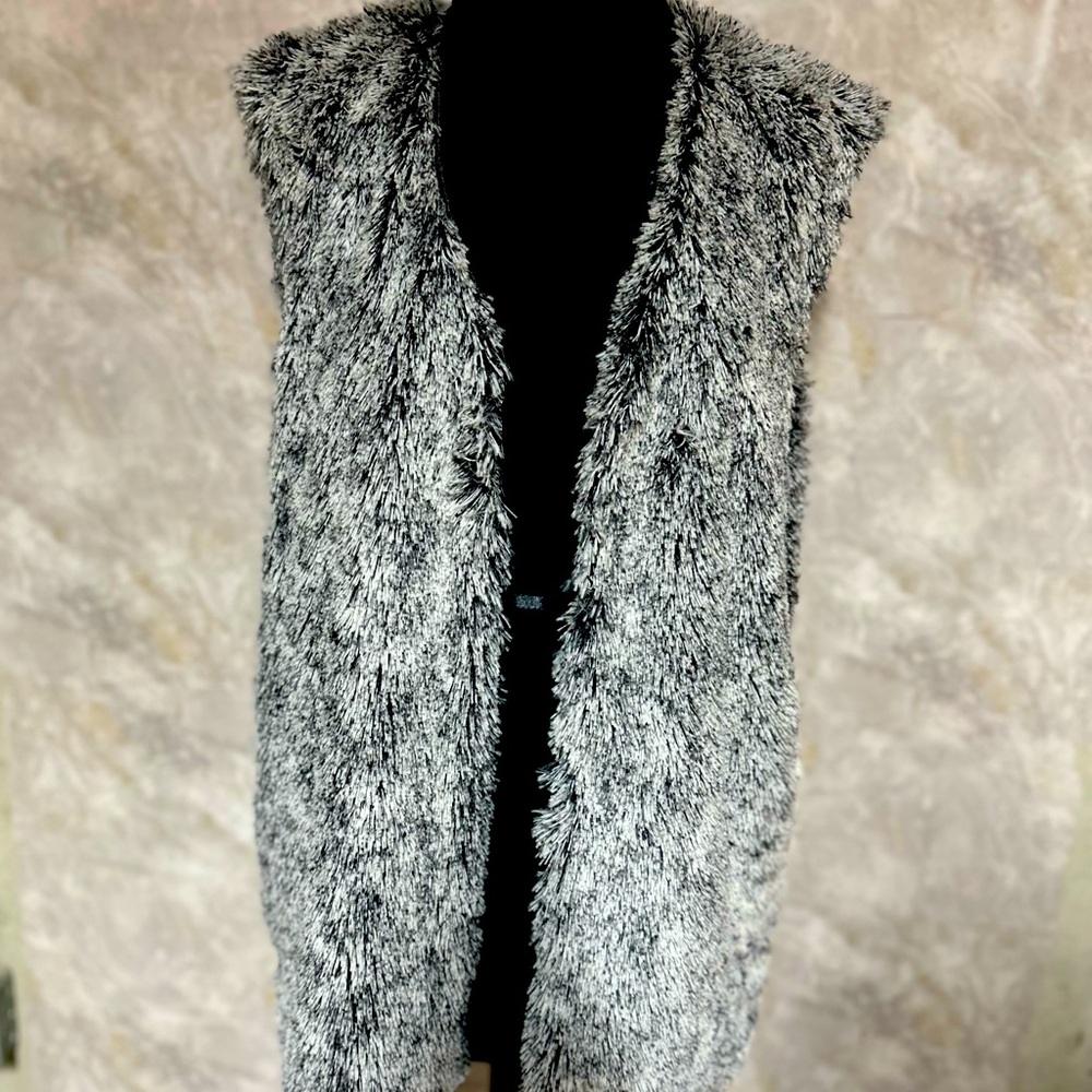 Black and White Faux Fur Vest